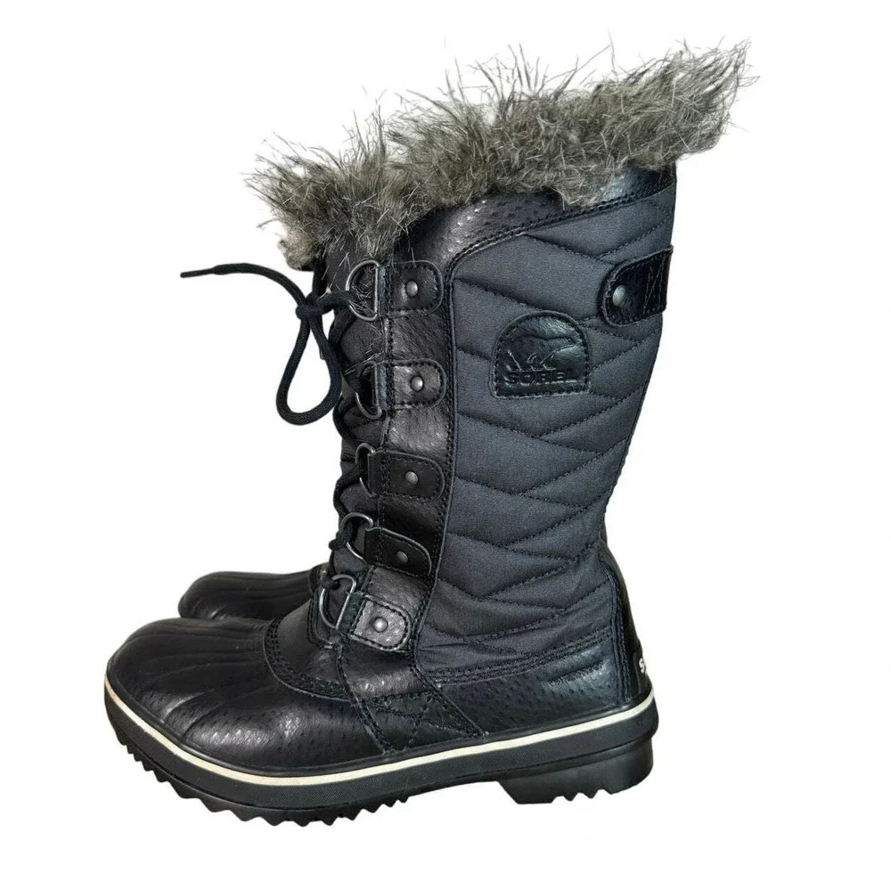 Sorel Boots Womens 6.5 Black Tofino II Faux Fur Lined‎ Waterproof Snow Outdoors